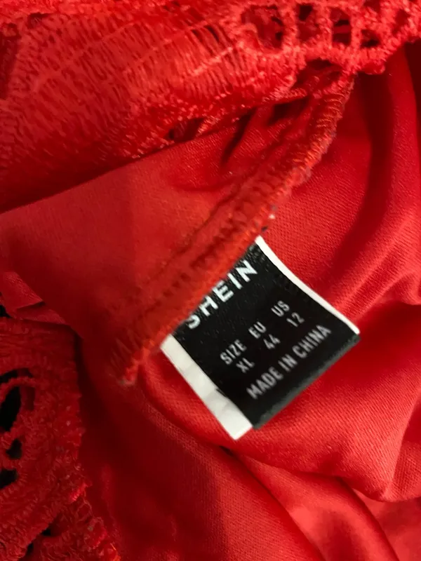 Red Hollow Out, Lace Short Sleeve Dress Size XL - Image 5