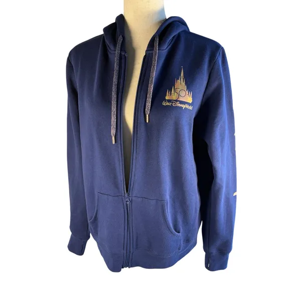Disney Walt Disney World 50th Women's L Full Zip Hooded Graphic Fleece Hoodie - Image 3