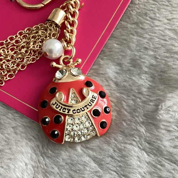 Juicy Couture Red Ladybug Gold-Tone Keychain Bag Charm - Image 3