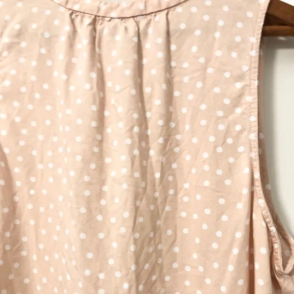 Peachy & White Polka Dot Sleeveless Blouse - Image 8