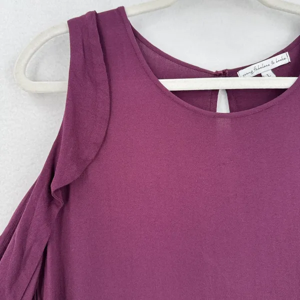 YYoung Fabulous and Broke Kaitlin Ruffle Cold Shoulder Cutouts Dress Plum Size L - Image 7