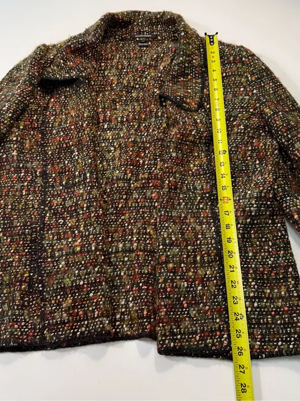 Ellen Tracy Cotton Wool Blend Multicolor Tweed Bouclé Jacket in Earth Tones - Image 3
