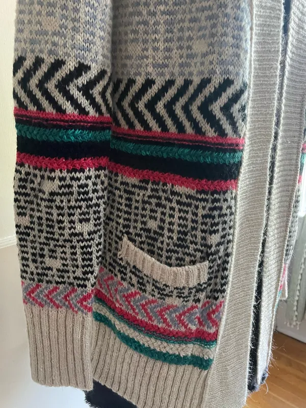 Mossimo Supply Co. Cream Open-Front Cardigan with Pink, Teal & Black Accents - Image 2