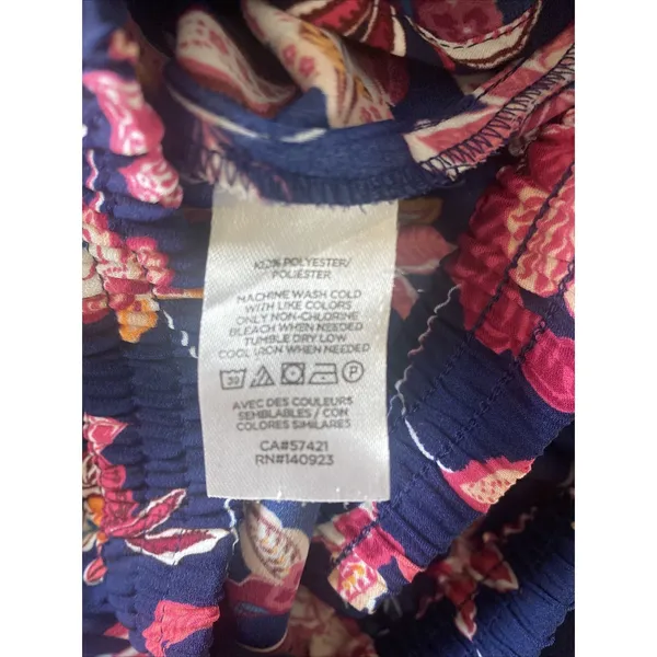 LOFT‎ Floral Faux Wrap Skirt Womens Size M Blue Pink Elastic Waist Garden Summer - Image 6