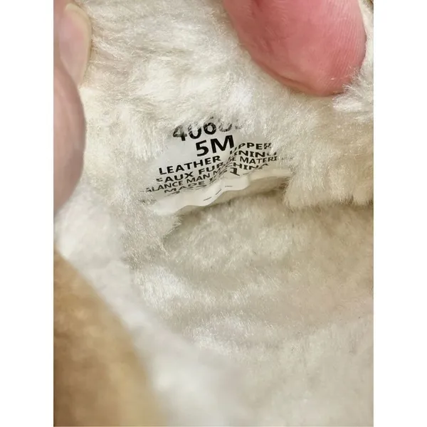 Minnetonka Cally Slipper Tan Suede Faux Fur Lined Moccasin Size 5M NEW - Image 6