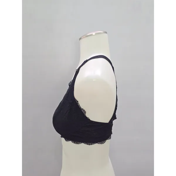 Felina Black Whimsy Romantic Boudoir Bridal Cottage Lingerie Lace Bralette Small - Image 3