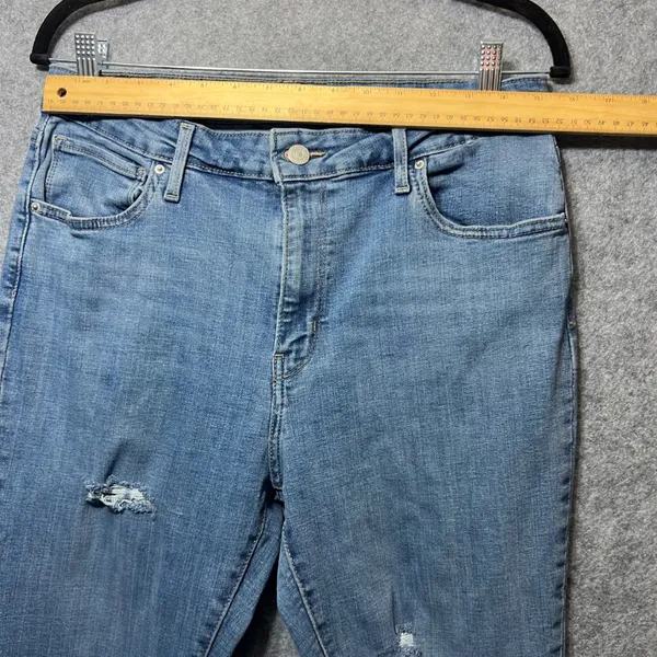 Levi's 721 High Rise Skinny‎ Jeans 32 Distressed Denim Blue Light Wash - Image 2