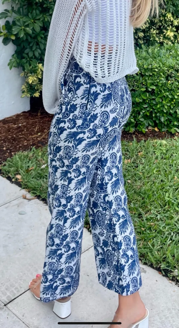 ZARA blue And White Print Pants - Image 2