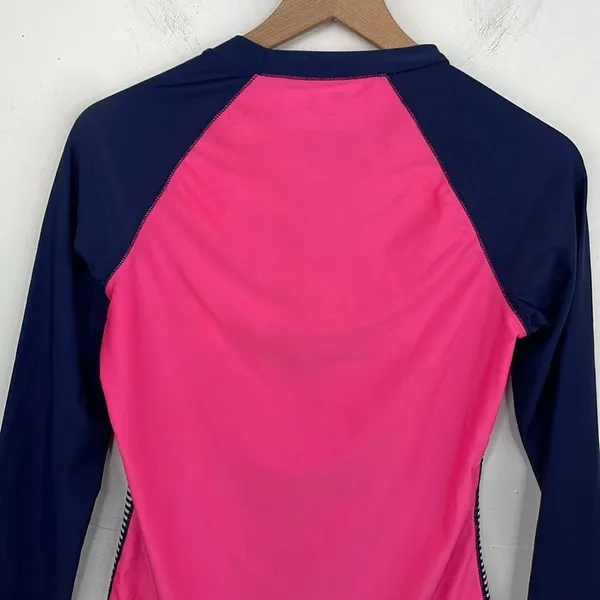 GAP Striped Navy Blue Pink Long Sleeve Athletic Top size Medium - Image 6