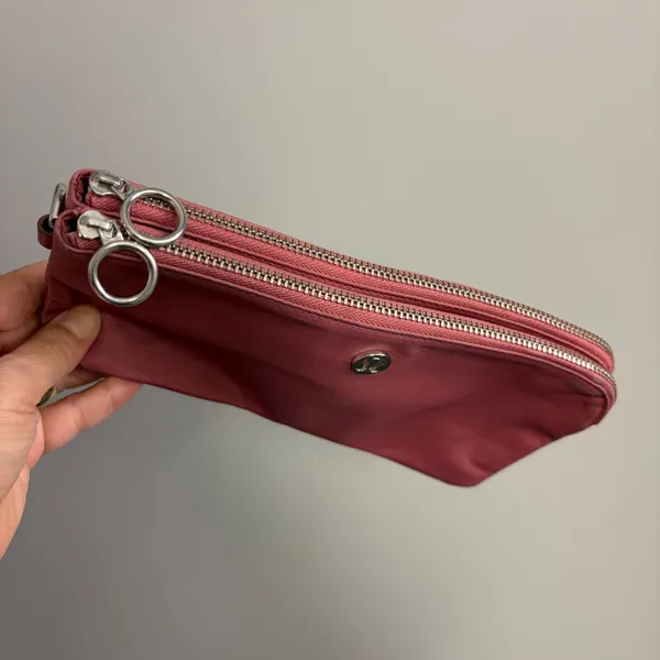 Lululemon Double Zip Pouch Pink Nylon Travel Wallet Organizer Clutch - Image 3