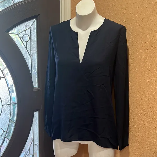 Theory v neck long sleeve silk blouse - Image 2