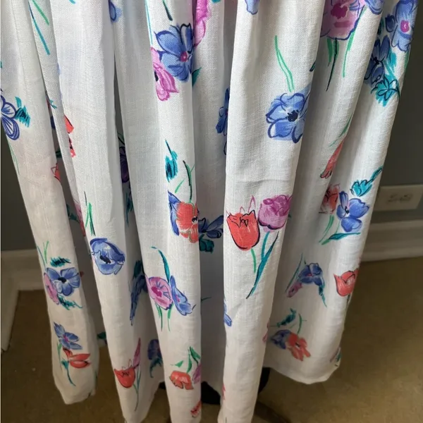 Vintage homemade white roses daisy floral printed maxi skirt Small - Image 4