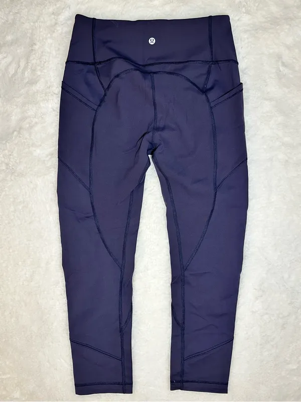 LULULEMON High Rise Pocket Leggings Crop Women’s 8 Navy Blue Activewear Yoga - Image 2