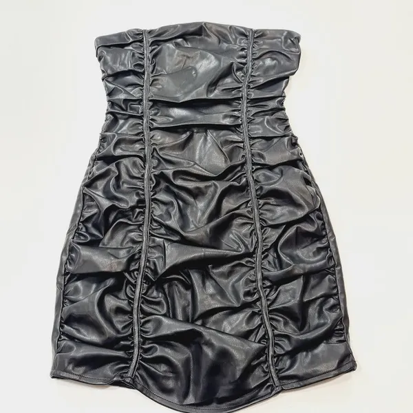 Superdown Lily Ruched Mini Dress in Black XS - Image 3