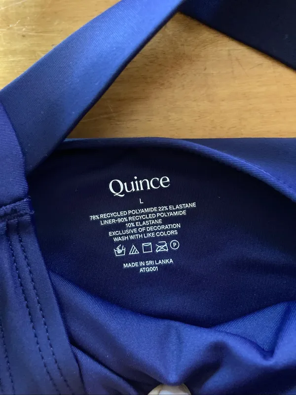 Quince NWOT Navy Blue Cross-Back One-Piece Swimsuit Large - Image 2