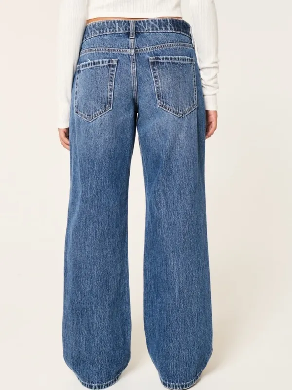 Hollister Jeans Womens Low Rise Supper Baggy Med Wash 100% Cotton Size 29 - Image 3
