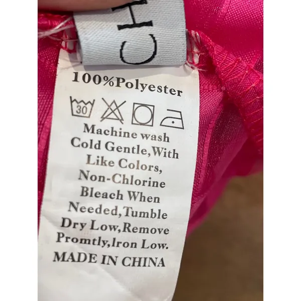 ChicWish Pink Dress with Solid & Sheer Checkered Overlay Halter Ruffle Neck Sz M - Image 8