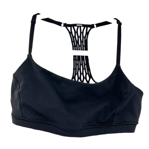 Lululemon Womens Athleisure True Self Macrame Strappy Sports Bra II Size 8 Black - Image 3