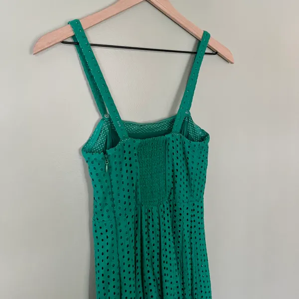 Anthropologie Women’s Lelia Eyelet Midi Dress Turquoise Blue Green Size 0 - Image 7