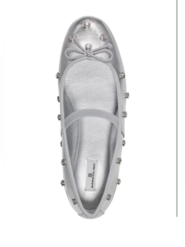 Bandolino Women' 5 Prity Mary Jane Embellished Ballet Silver Flats New - Image 3