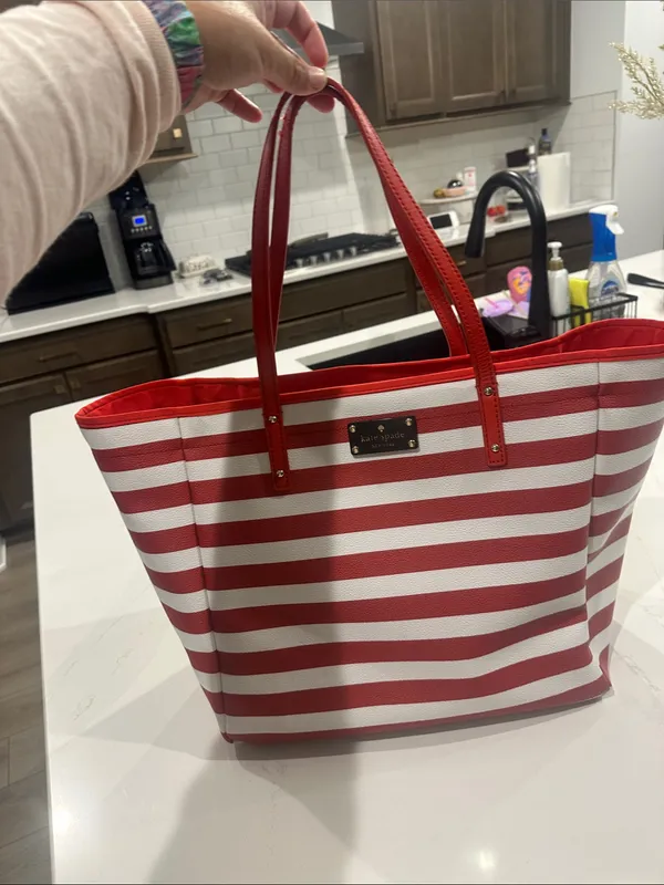 Kate Spade Red‎ and white large tote bag - Image 2