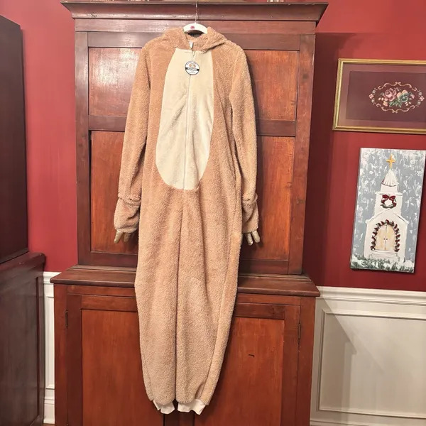 Celebrate Halloween Sloth Union Suit Womens L 12-14 Plush Hooded Pajama‎ Costume - Image 2