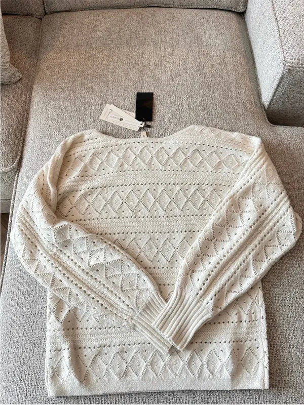 Evaless Crochet Boat Neck Long Sleeve Women’s Sweater Size S New With Tags - Image 5