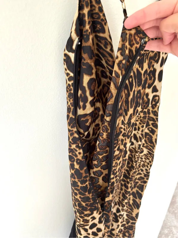 Meshki Leopard Cheetah Print Midi Slip Dress Cowl Neck Party Event Cocktail - Image 10