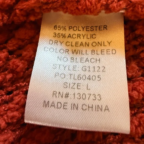 Umgee Large Rust Red Popcorn Knit Dolman Cardigan Sweater Warm Pockets - Image 5