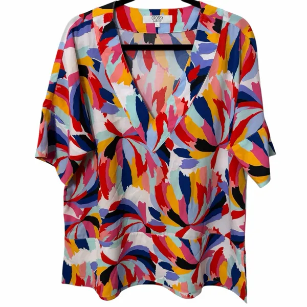 Crosby by Mollie Burch Colorful Art Teacher Core Babydoll Blouse Size Large - Image 3