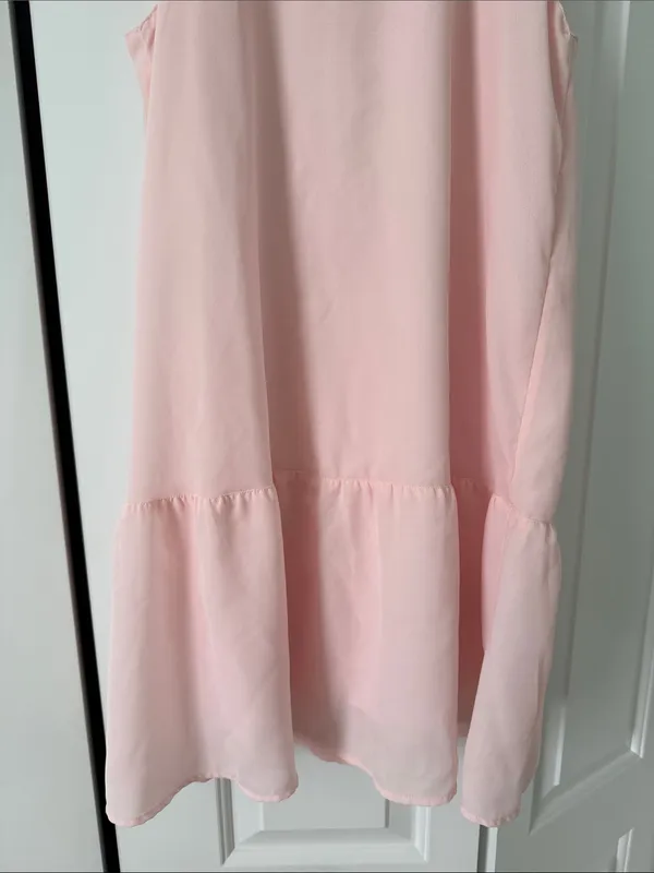 Abercrombie & Fitch Soft Pink Sleeveless Tiered Mock-Neck Dress - Image 3