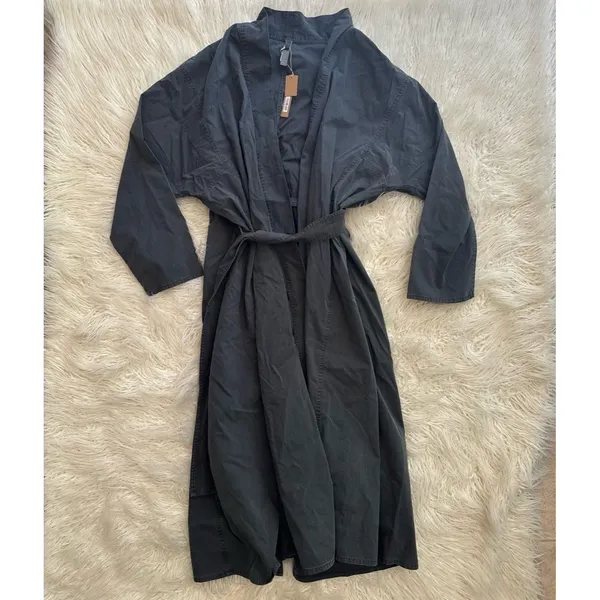 Skims Woven Lounge Long Robe Ash Size Small - Image 2
