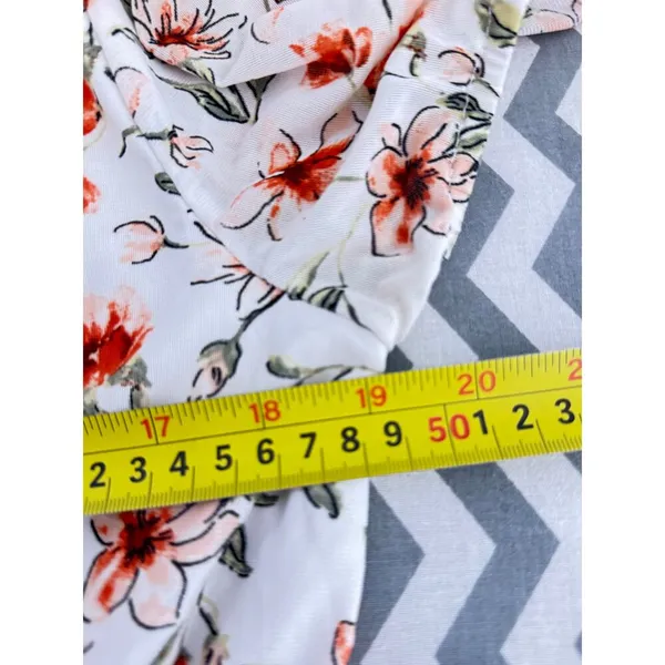 Ember Ivory Floral Ruffle Peplum Wrap Blouse Size M - Image 3