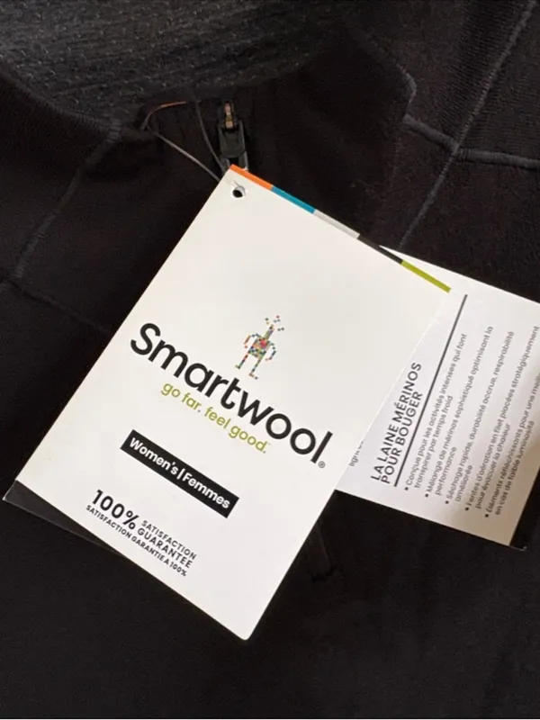 NWT SmartWool Sport 250Merino Long Sleeve 1/4 Zip Top Black Grey Size Small - Image 4