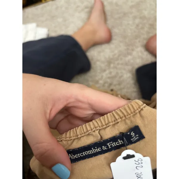 Abercrombie‎ & Fitch Womens Tan Wrap Surplice Romper Elastic Waist Small Brown - Image 3
