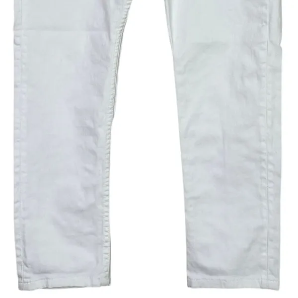 Zara Straight Leg High Rise Stretch Casual Ankle Cropped Denim Jean Zip 36 White - Image 4