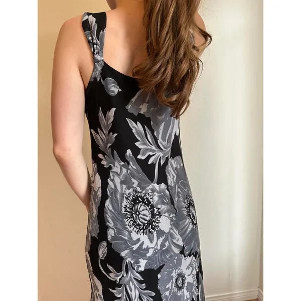 Gray and Black Sequin Beaded Vintage Maxi Dress Silver Size M - Image 5