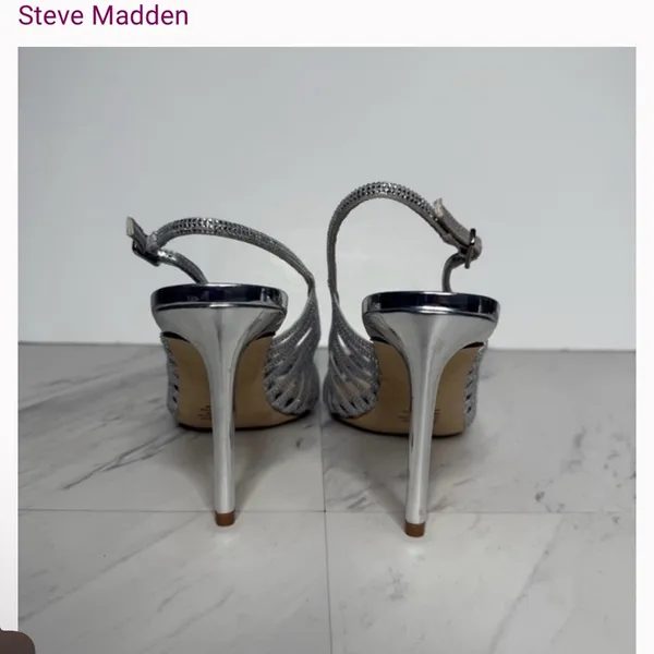 Steve Madden Metallic Silver Strappy Heels - Image 2