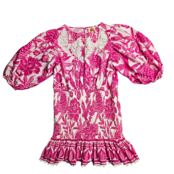 Farm‎ Rio Tropical Woodcut Mini Pink Dress Size: L - Image 2