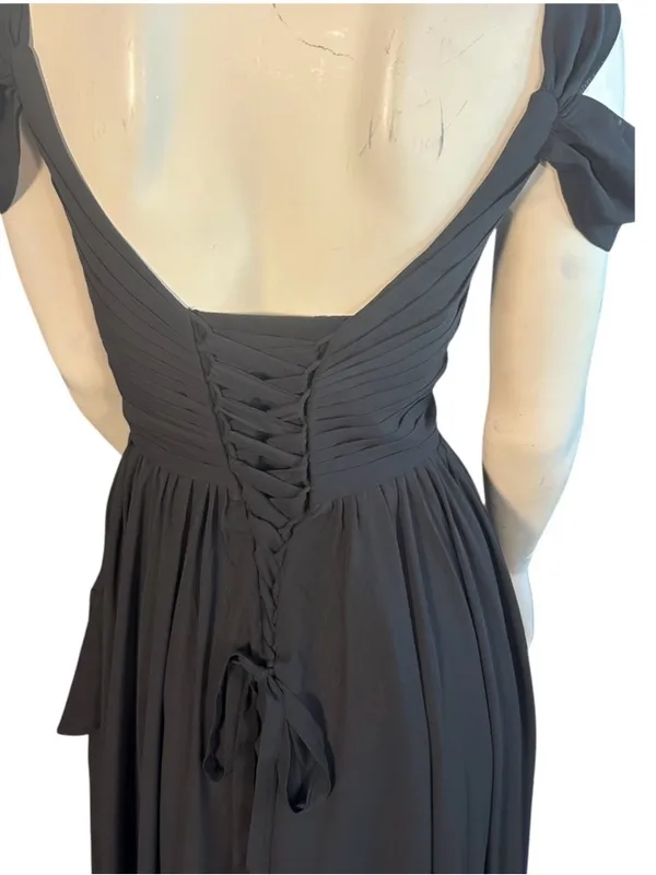 Monvelli Lined Chiffon High-Low Dress Black Size 4 NWT - Image 5