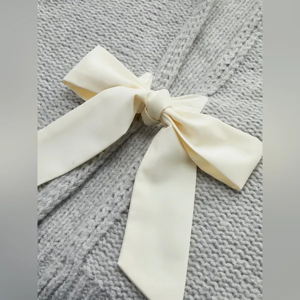 COMMENSE Crew Neck Bow Knit Top Gray Size M - Image 8