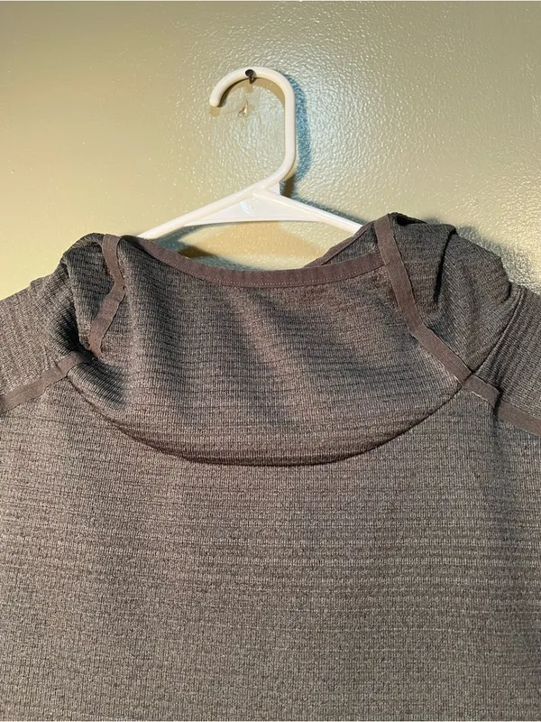 REI Co-Op Women's Size Medium Pullover Hoodie Dark Green Textured Marled Quilted - Image 6