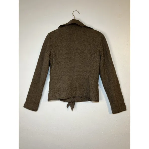 CAbi Womens Brown Wool Blend Ruffle Front Jacket fairy whimsical witchy cottage - Image 2