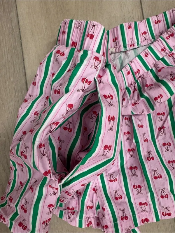 Peach Love California Pink Cherry Stripe Sleep Shorts - Image 4