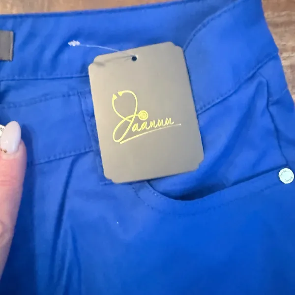 Jaanuu Royal Blue Flare Leg Scrub Pants J95043-RYLC-XS Snap Hem New - Image 5