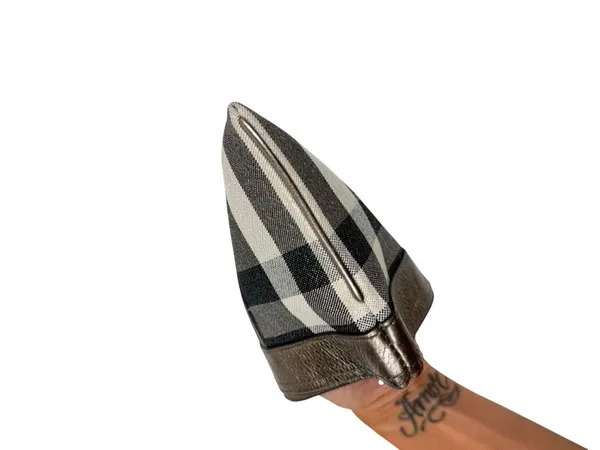 Y2K Burberry Gray Silver Plaid Wristlet Wallet Clutch - Image 14