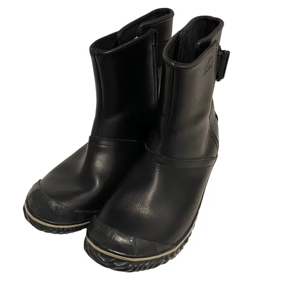 Sorel Slimpack Riding‎ Gloss Boots Women 8.5 Black Leather Waterproof NL2156-010 - Image 2