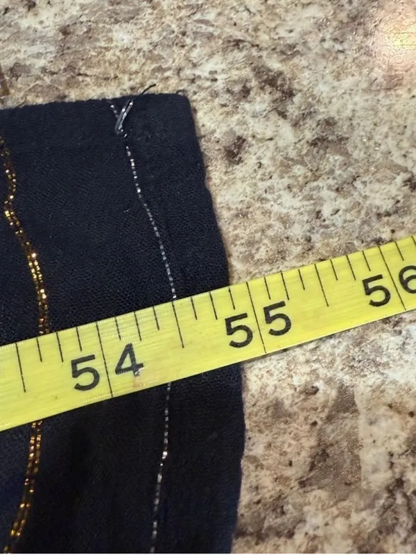 Black Maxi Dress with Gold Metallic Stripe and Side Slit - Image 7