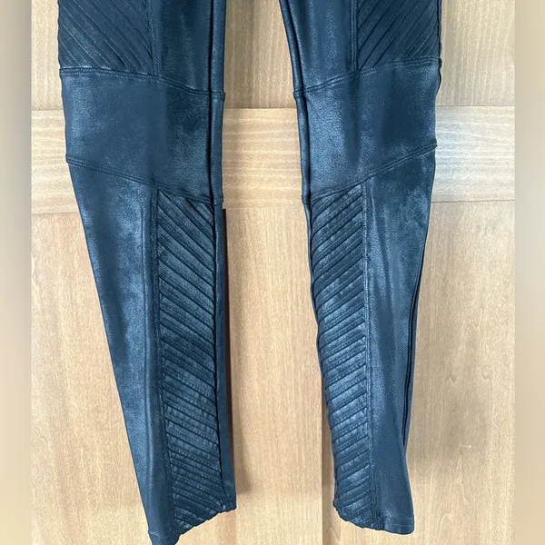 Spanx Faux Leather Moto Leggings Very Black Size Large 20136R‎ - Image 3