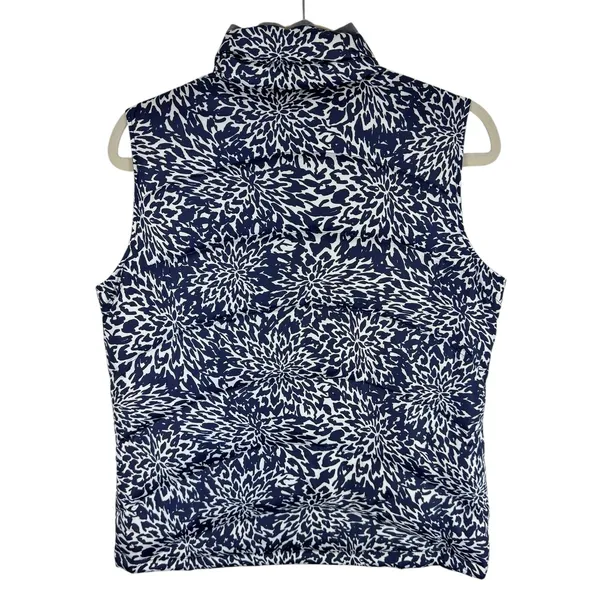 Lands'‎ End Blue White Full Zip Quilted Insulated Mock Neck Puffer Vest Size S - Image 2